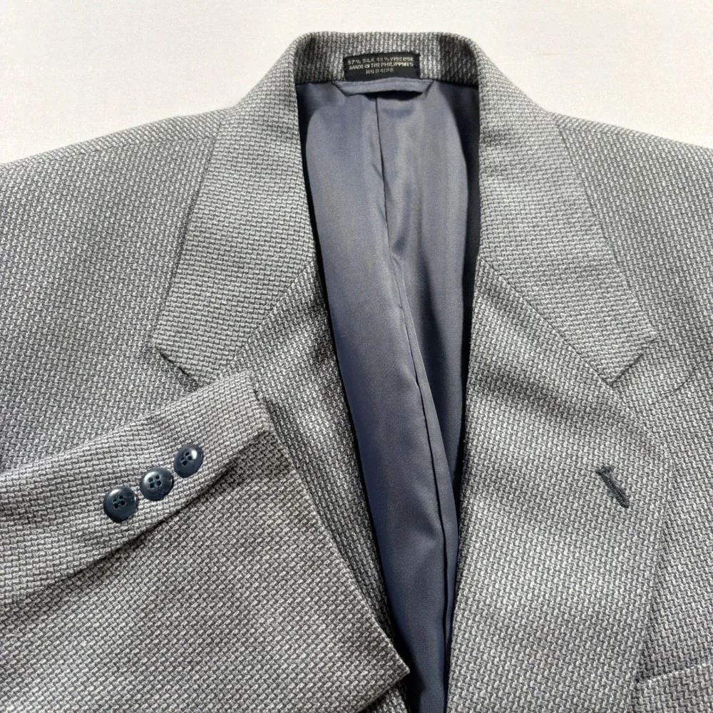 Cianelli Uomo Blazer Mens Large Gray Silk Viscose Textured Sport Coat Jacket
